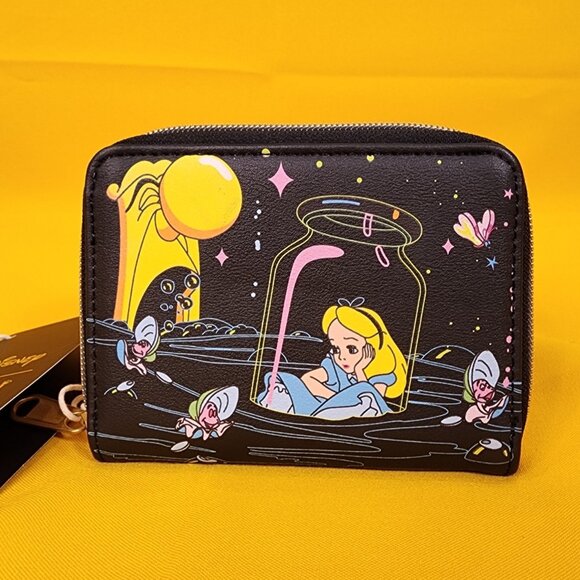 Loungefly Disney Alice In Wonderland Glow-In-The-Dark Zip Around Wallet NEW - Picture 1 of 11